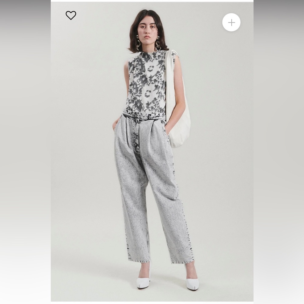 NWT RACHEL COMEY ACID WASHED PLEATED HIGH WAIST WIDE LEG KILLIAN JEANS/PANT. 10